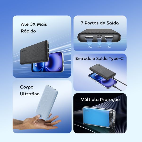 PowerFlow B11 Bateria externa de 10000mAh e 15W