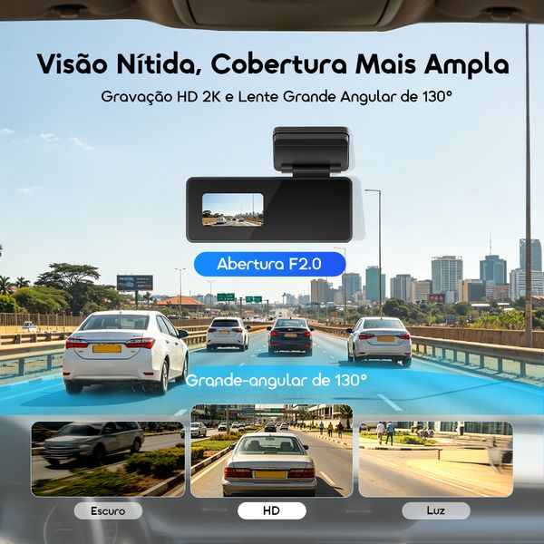 VisionRide Lite Câmara de segurança para gravação em 2K HD para automóvel