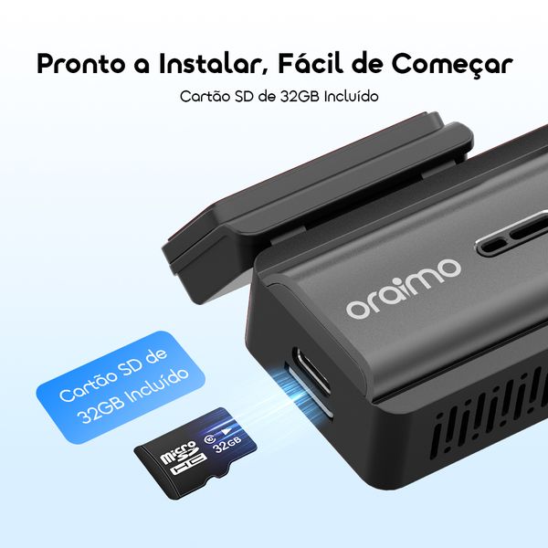 VisionRide Lite Câmara de segurança para gravação em 2K HD para automóvel