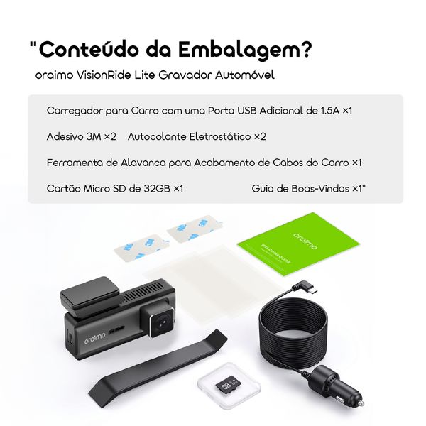 VisionRide Lite Câmara de segurança para gravação em 2K HD para automóvel