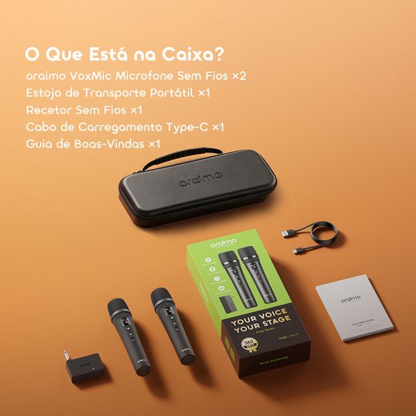 VoxMic Microfone sem fios portátil de longa duração
