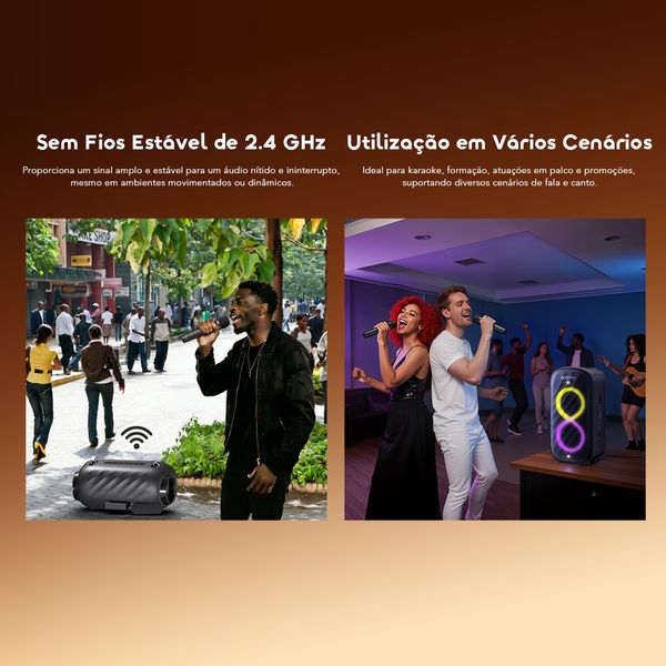 VoxMic Microfone sem fios portátil de longa duração