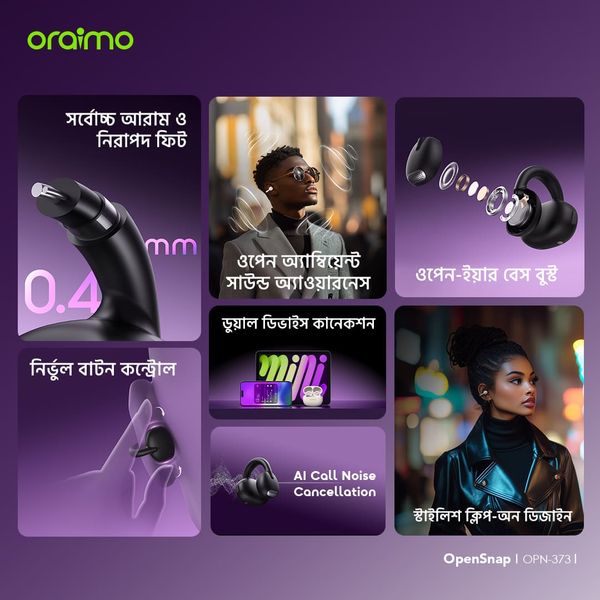 OpenSnap Clip-On Open-Ear True Wireless Earbuds