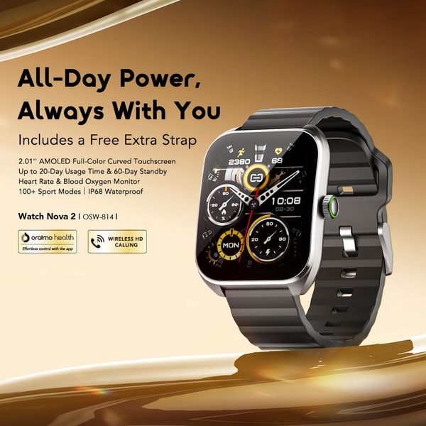Watch Nova 2 2.01" AMOLED IP68 Curved Touchscreen Smart Watch