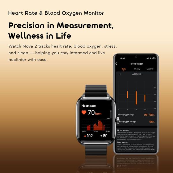 Watch Nova 2 2.01" AMOLED IP68 Curved Touchscreen Smart Watch