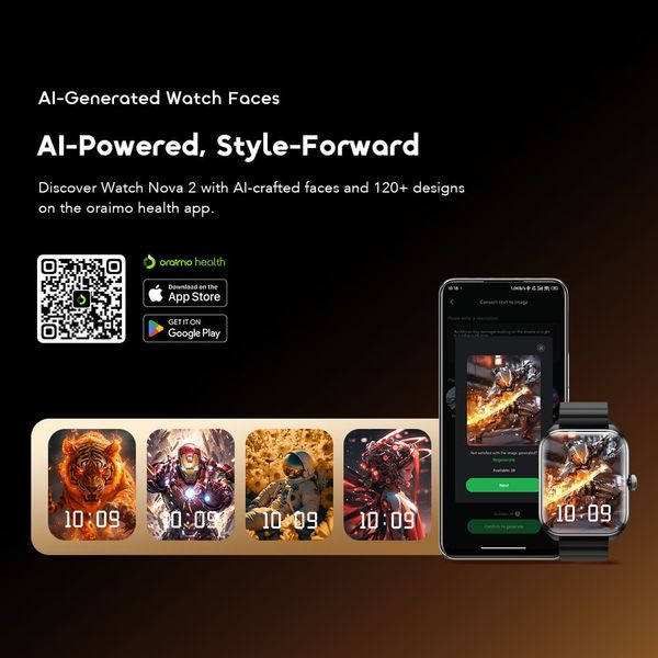 Watch Nova 2 2.01" AMOLED IP68 Curved Touchscreen Smart Watch