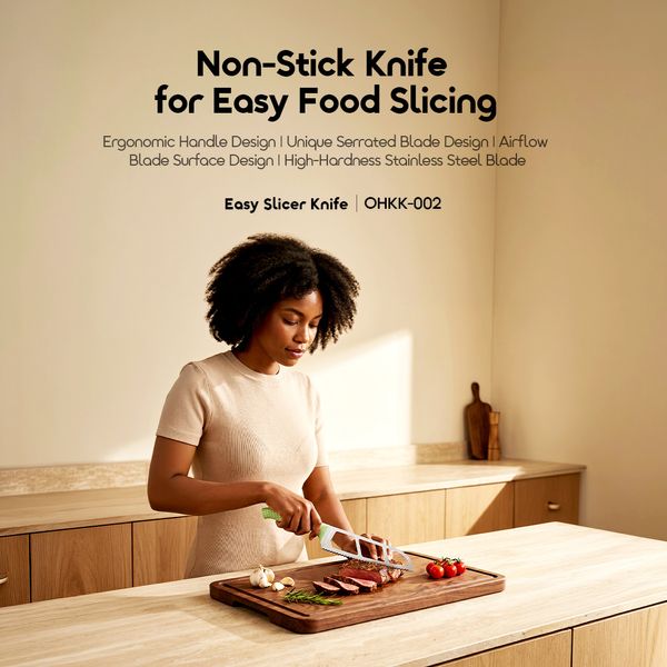 AirSlice Lite Non-Stick Serrated Easy Slicer Knife with Airflow Blade Design