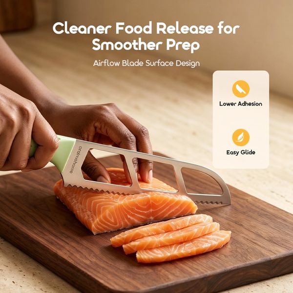 AirSlice Lite Non-Stick Serrated Easy Slicer Knife with Airflow Blade Design