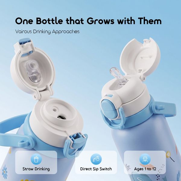Dual Therm 750ML Dual-Drinking Leak-Proof Insulated Water Bottle for Babies and Toddlers