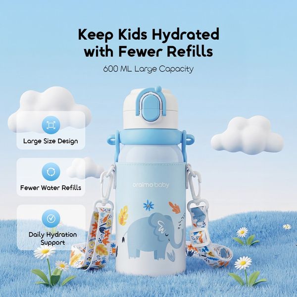 Dual Therm 750ML Dual-Drinking Leak-Proof Insulated Water Bottle for Babies and Toddlers