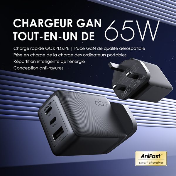 HyperGaN 65 65W Kit de Chargeur mural