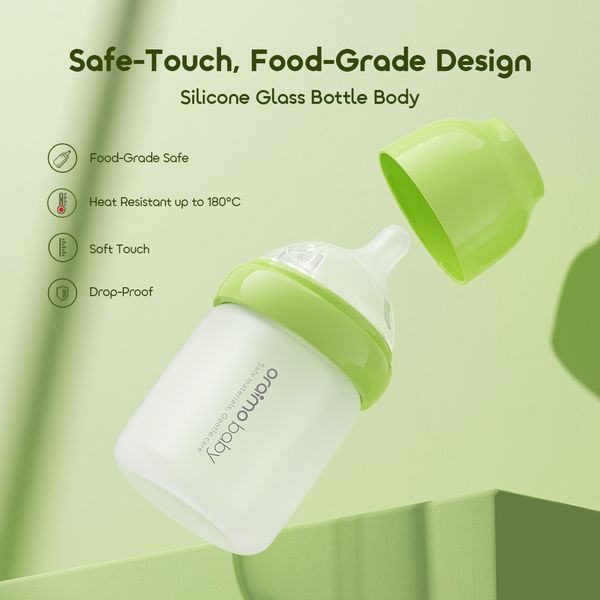 PureBottle 160 160ml Anti-Colic Silicone Glass Baby Bottle