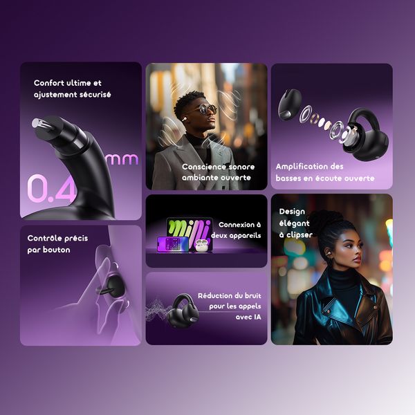 OpenSnap Clip-On Open-Ear True Wireless Earbuds