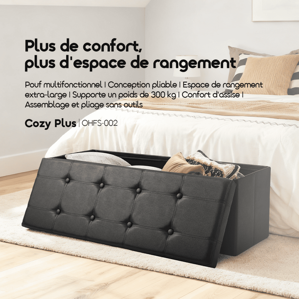 Cozy Plus Grand Coffre Pouf Pliable pour Rangement