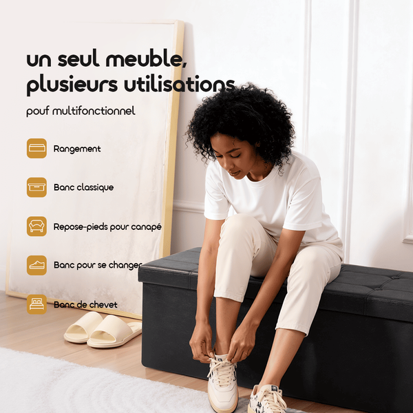 Cozy Plus Grand Coffre Pouf Pliable pour Rangement