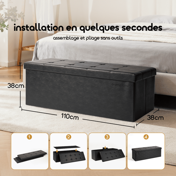 Cozy Plus Grand Coffre Pouf Pliable pour Rangement