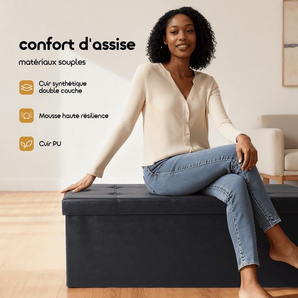 Cozy Plus Grand Coffre Pouf Pliable pour Rangement