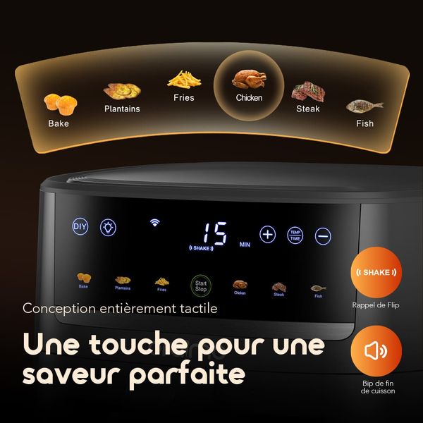 NutriFry S1 Ultra Friteuse à air chaud 1500 W, 6 L, avec écran tactile et contrôle via application