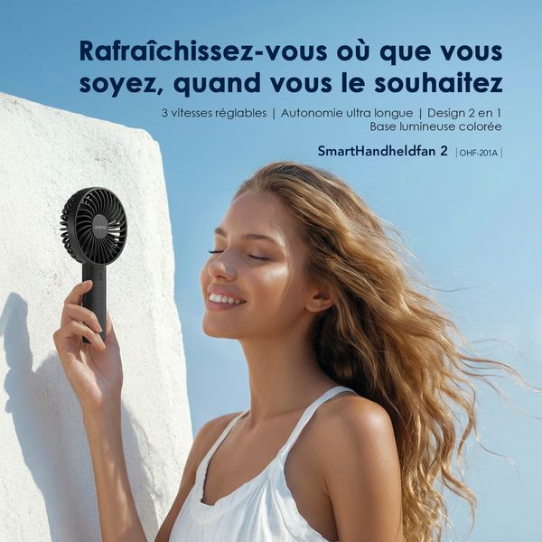 SmartHandheldfan 2 Ventilateur de table avec base lumineuse