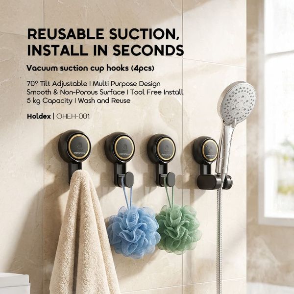 Holdex Reusable Vacuum Suction Cup Hooks