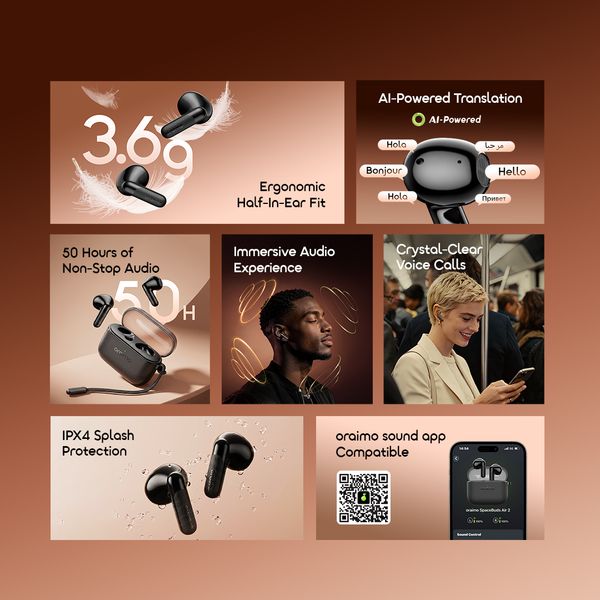SpaceBuds Air 2 50H Long Battery Life Earbuds with Smart Translation