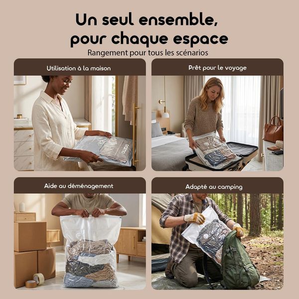 VacEase 6 pcs Compact Durable Vacuum Storage Bags