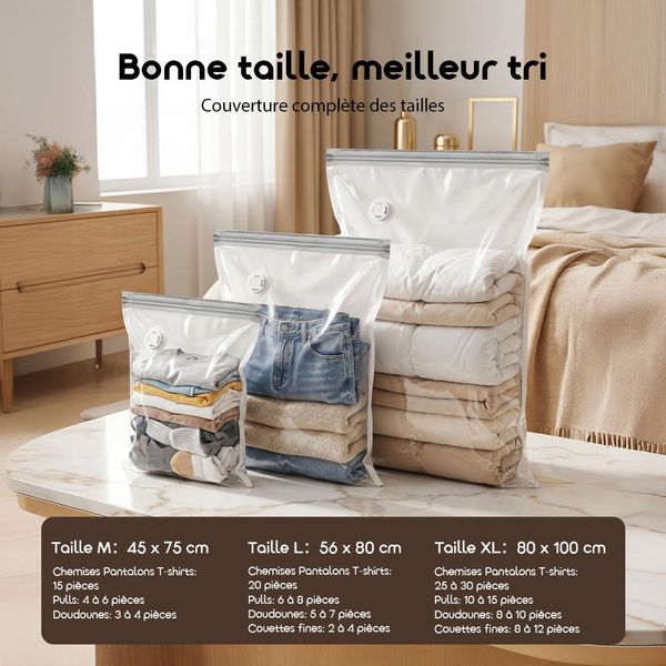 VacEase 6 pcs Compact Durable Vacuum Storage Bags