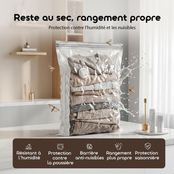 VacEase 6 pcs Compact Durable Vacuum Storage Bags
