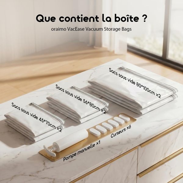 VacEase 6 pcs Compact Durable Vacuum Storage Bags