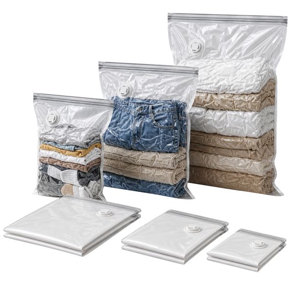 VacEase 6 pcs Compact Durable Vacuum Storage Bags