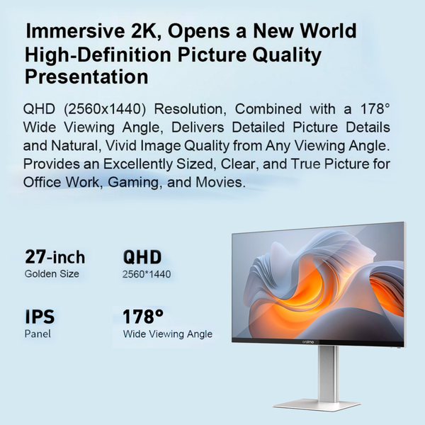VisionPad 2K 27-inch Computer Screen Monitor | 2K HD