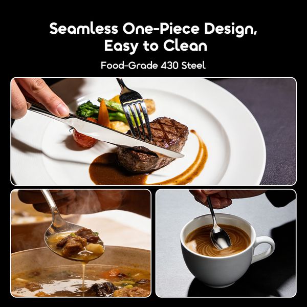 HomeServe Smooth Edges Food-Grade 430 Steel Flatware Set (4 x 6 pcs)