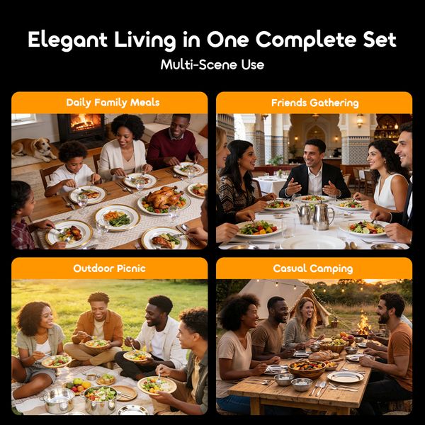 HomeServe Smooth Edges Food-Grade 430 Steel Flatware Set (4 x 6 pcs)