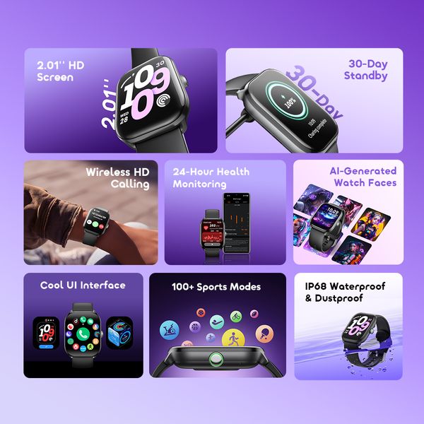 Watch 6 Lite 2.01'' Smart Watch With Cool UI Interface