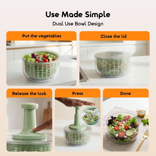 GrateSpin 2 in 1 Stainless Press Chopper & Spinner Set