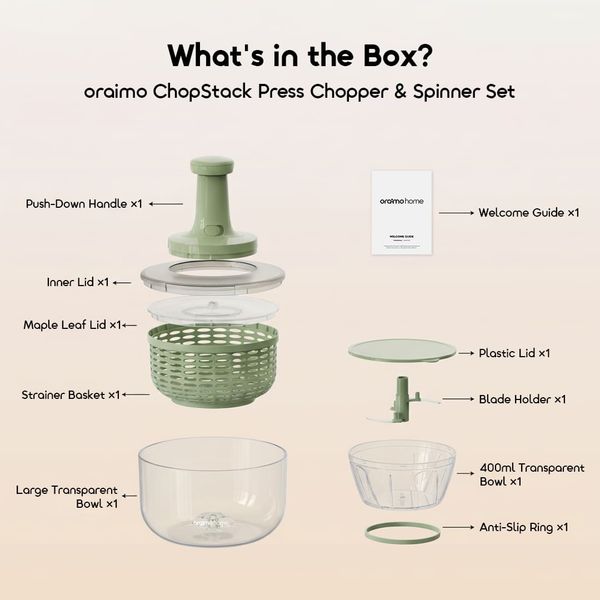 GrateSpin 2 in 1 Stainless Press Chopper & Spinner Set