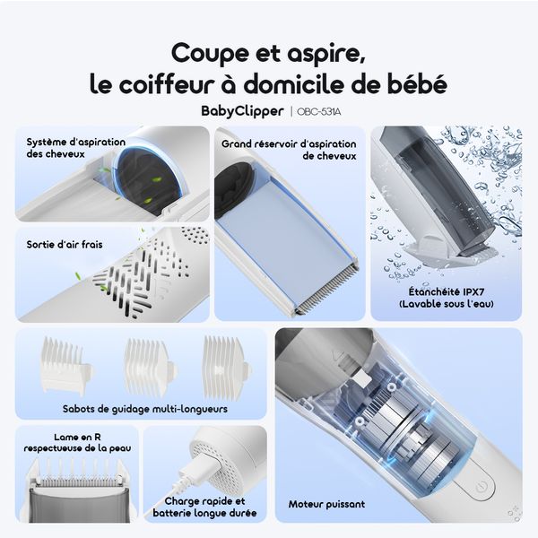 BabyClipper Large Hair Vacuum Chamber Baby Hair Clipper