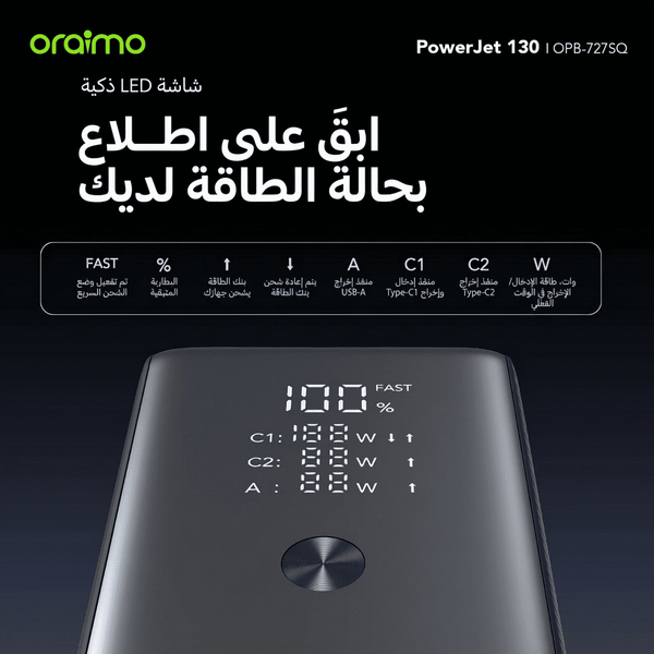PowerJet 130 باور بانك 27600 مللي أمبير 130 واط
