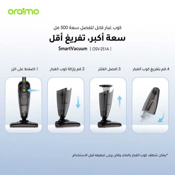 SmartVacuum مكنسة كهربائية بسلك طوله 5 أمتار، بشفط قوي عالي السرعة بقوة 500 واط