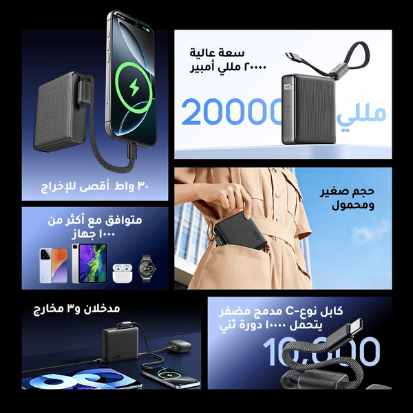 باورنوفا L21 بطارية خارجية سعة 20000 مللي أمبير ساعة