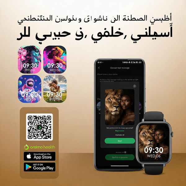 Watch 6N ساعة ذكية بشاشة ملونة تعمل باللمس بالكامل مقاس 1.83 بوصة