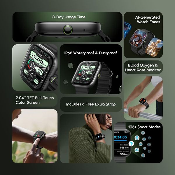 Watch 6 2.04" TFT IP68 Smart Watch