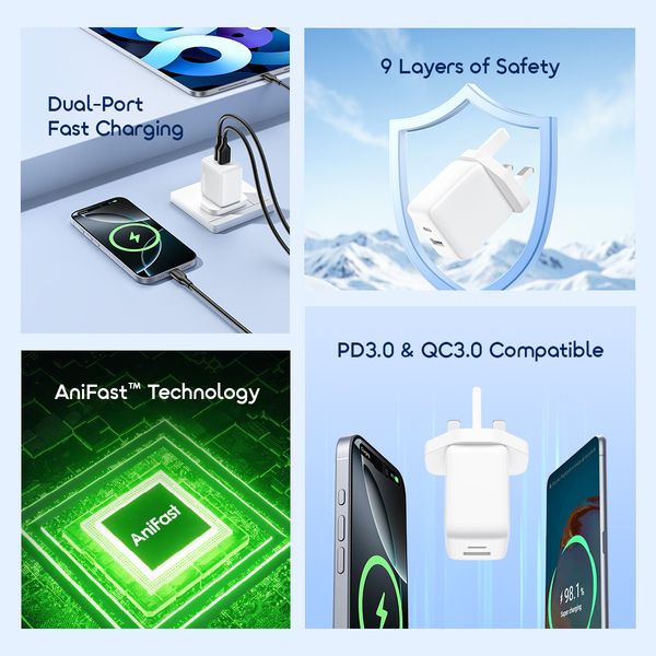 PowerCube 201 UK Type Plug 20W Charger Kit