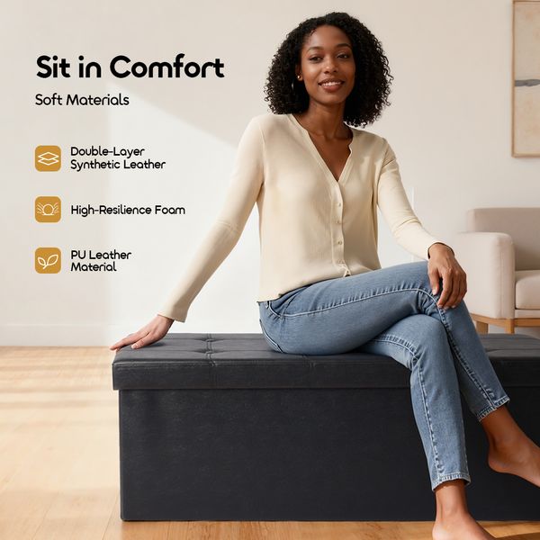 Cozy Plus Grand Coffre Pouf Pliable pour Rangement