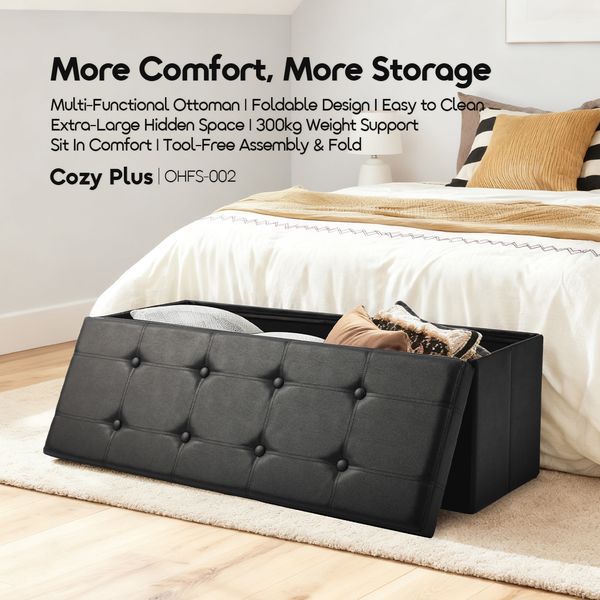 Cozy Plus Grand Coffre Pouf Pliable pour Rangement