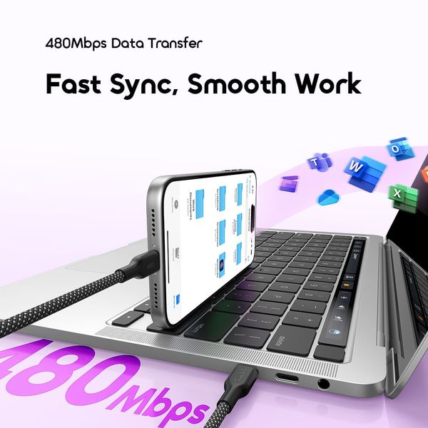 BraidLine 100W Type-C-to Type-C Tear-Resistant Durability Data Cable