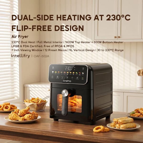 Intellifry 9L 230°C Dual Side Flip Free Air Fryer