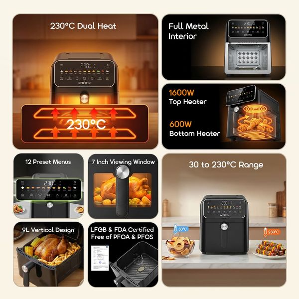 Intellifry 9L 230°C Dual Side Flip Free Air Fryer