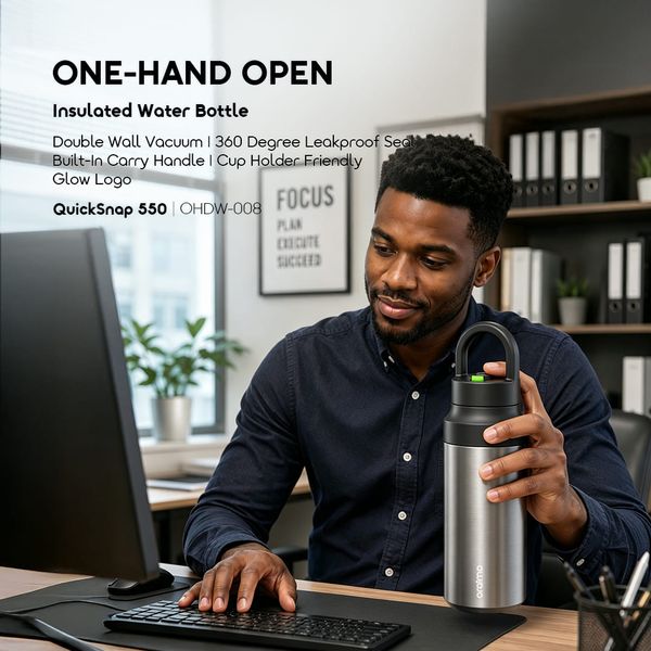 QuickSnap 550 Portable Leakproof 550mL Insulated Water Bottle