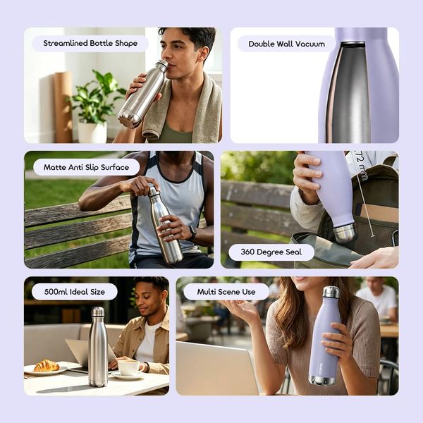 ClassicSeal 500 500ml Compact Leakproof Insulated Water Bottle
